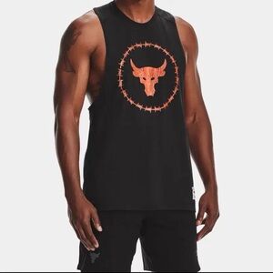 Under Armour Men’s Black Sleeveless Training Tank with Orange Bull Logo size XL